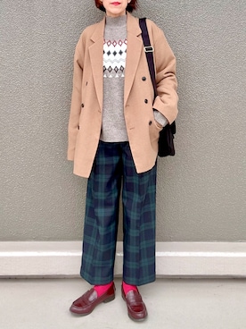 「アイテム（テーラードジャケット）」を使った、Leecoさん（レディース・164cm）の冬コーディネート