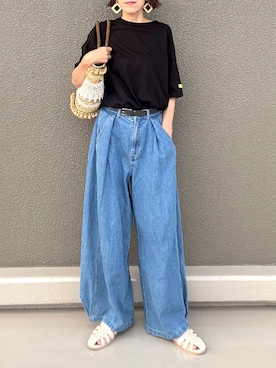 「アイテム（ファッション雑貨）」を使った、Leecoさん（レディース・164cm）の夏コーディネート