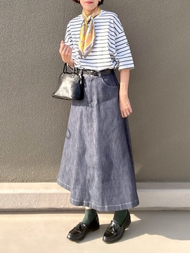 「アイテム（ローファー）」を使った、Leecoさん（レディース・164cm）の夏コーディネート