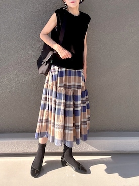 「アイテム（バレエシューズ）」を使った、Leecoさん（レディース・164cm）の夏コーディネート