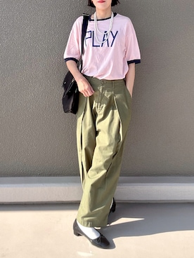 「アイテム（バレエシューズ）」を使った、Leecoさん（レディース・164cm）の夏コーディネート