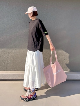 「Honeys（ハニーズ）のアイテム（帽子）」を使った、Leecoさん（レディース・164cm）の夏コーディネート