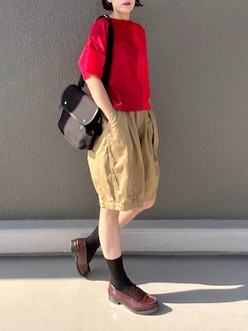 「アイテム（チノパンツ）」を使った、Leecoさん（レディース・164cm）の夏コーディネート