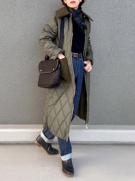 「アイテム（ベルト）」を使った、Leecoさん（レディース・164cm）の冬コーディネート