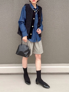「アイテム（バレエシューズ）」を使った、Leecoさん（レディース・164cm）の秋コーディネート