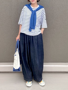 「ボーダートップス」｜Leecoさん（レディース・164cm）の夏コーディネート