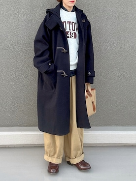 「アイテム（トートバッグ）」を使った、Leecoさん（レディース・164cm）の冬コーディネート