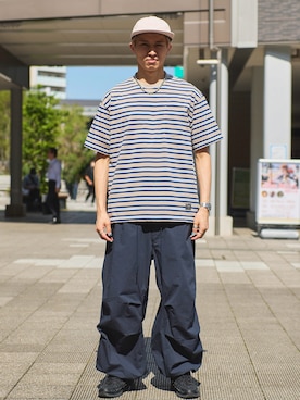 「BIG MIKE（ビッグマイク）のアイテム」を使った、な0やさん（メンズ・176cm）の夏コーディネート
