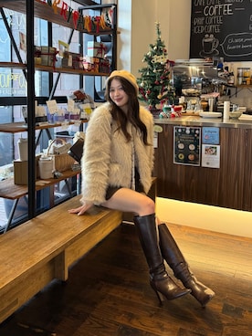 「YOLO（ヨーロ）のアイテム（ジャケット/アウター）」を使った、kanaeさん（レディース・153cm）の冬コーディネート