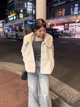 「YOLO（ヨーロ）のアイテム（ジャケット/アウター）」を使った、kanaeさん（レディース・153cm）の冬コーディネート