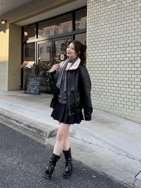 「YOLO（ヨーロ）のアイテム（ジャケット/アウター）」を使った、kanaeさん（レディース・153cm）の冬コーディネート