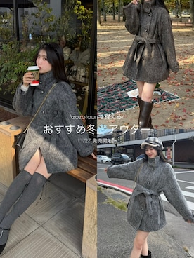 「アイテム（チェスターコート）」を使った、kanaeさん（レディース・153cm）の秋コーディネート
