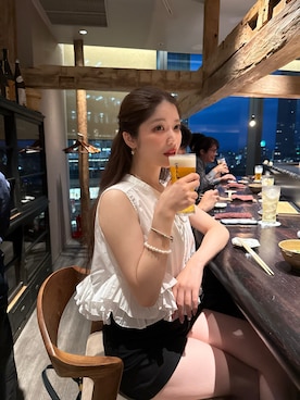「GRL（グレイル）のアイテム（トップス、ホワイト系）」を使った、kanaeさん（レディース・153cm）の夏コーディネート