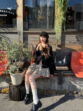 「YOLO（ヨーロ）のアイテム（ジャケット/アウター、ブラック系）」を使った、kanaeさん（レディース・153cm）の春コーディネート