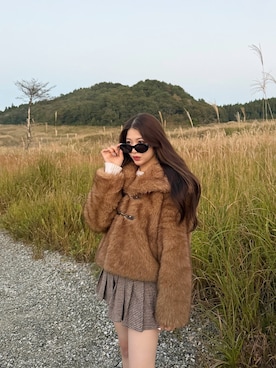 「ファーコート」｜「アイテム（その他アウター）」を使った、kanaeさん（レディース・153cm）の秋コーディネート
