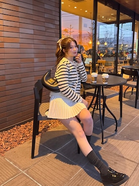 「YOLO（ヨーロ）のアイテム（トップス、ホワイト系）」を使った、kanaeさん（レディース・153cm）の春コーディネート