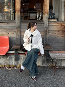 「YOLO（ヨーロ）のアイテム（ジャケット/アウター）」を使った、kanaeさん（レディース・153cm）の冬コーディネート