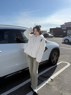 「ガーリーコーデ」｜「アイテム（ジャケット/アウター）」を使った、kanaeさん（レディース・153cm）の冬コーディネート