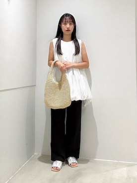 「イエベ」｜「アイテム（スラックス）」を使った、ami15さん（レディース・154cm）の夏コーディネート