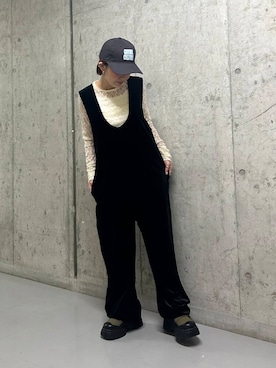 「寒い」｜「アイテム（サロペット/オーバーオール）」を使った、タカタニさん（レディース・149cm）の冬コーディネート