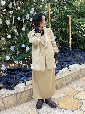 「ベロア」｜「アイテム（ワンピース/ドレス）」を使った、タカタニさん（レディース・149cm）の冬コーディネート