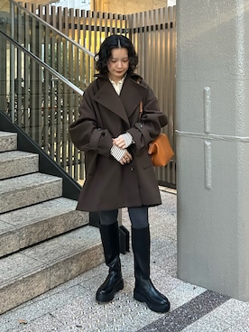 「おでかけコーデ」｜「アイテム（その他アウター）」を使った、タカタニさん（レディース・149cm）の冬コーディネート