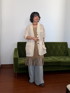 「KBF（ケイビーエフ）のアイテム（ジャケット/アウター）」を使った、タカタニさん（レディース・149cm）の夏コーディネート