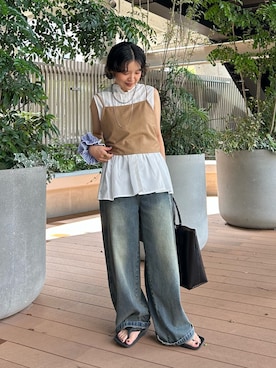 「アイテム（トートバッグ）」を使った、タカタニさん（レディース・149cm）の夏コーディネート