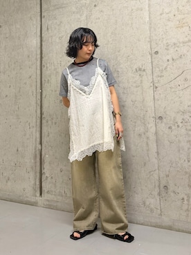 「レースキャミソール」｜タカタニさん（レディース・149cm）の春コーディネート