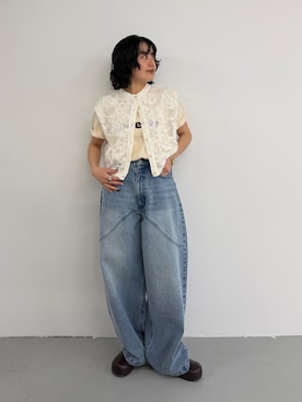 「KBF（ケイビーエフ）のアイテム（パンツ）」を使った、タカタニさん（レディース・149cm）の春コーディネート