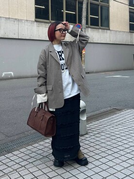 「アイテム（シューズ、グリーン系）」を使った、タカタニさん（レディース・149cm）の冬コーディネート