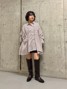「KBF（ケイビーエフ）のアイテム（ブーツ）」を使った、タカタニさん（レディース・149cm）の秋コーディネート