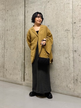 「KBF（ケイビーエフ）のチェックオーバーシャツ（シャツ/ブラウス、イエロー系）」を使った、タカタニさん（レディース・149cm）の秋コーディネート