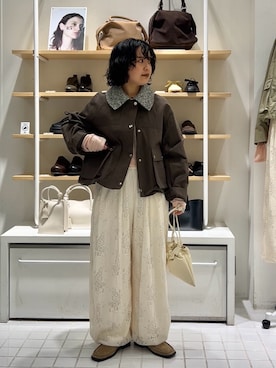 「KBF（ケイビーエフ）のアイテム（ブルゾン）」を使った、タカタニさん（レディース・149cm）の春コーディネート