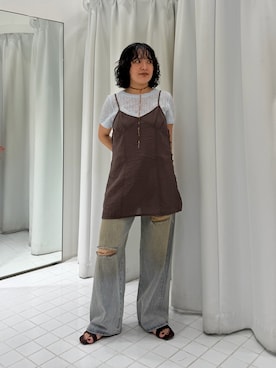 「KBF（ケイビーエフ）のキャミビスチェSETトップス（Tシャツ/カットソー、ブルー系）」を使った、タカタニさん（レディース・149cm）の夏コーディネート