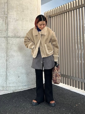 「KBF（ケイビーエフ）のカバーデザインロングブーツ（ブーツ）」を使った、タカタニさん（レディース・149cm）の冬コーディネート