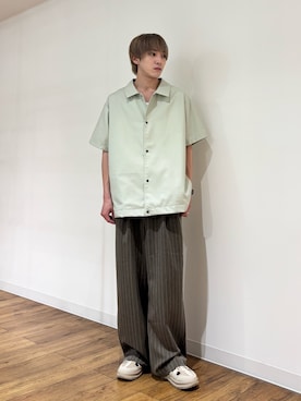 「SENSE OF PLACE by URBAN RESEARCH(センスオブプレイスバイアーバンリサーチ)のハーフスリーブコーチジャケット(ブルゾン、グリーン系)」を使った、りゅーとさん(メンズ・172cm)の春コーディネート