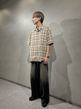 「SENSE OF PLACE by URBAN RESEARCH（センスオブプレイスバイアーバンリサーチ）の『Sサイズあり』『ユニセックス』オンブレチェックオープンカラーシャツ（シャツ/ブラウス）」を使った、りゅーとさん（メンズ・172cm）の夏コーディネート
