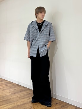 「SENSE OF PLACE by URBAN RESEARCH(センスオブプレイスバイアーバンリサーチ)のチェックフーディーシャツ(シャツ/ブラウス、ブルー系)」を使った、りゅーとさん(メンズ・172cm)の春コーディネート