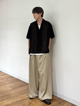 「SENSE OF PLACE by URBAN RESEARCH(センスオブプレイスバイアーバンリサーチ)のシアーヨウリュウオープンカラーシャツ(シャツ/ブラウス、ブラウン系)」を使った、りゅーとさん(メンズ・172cm)の夏コーディネート
