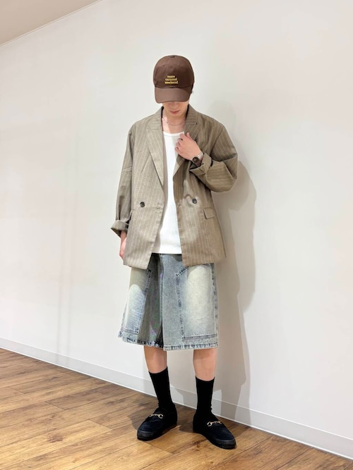 ダブルニーワイドデニムショーツ