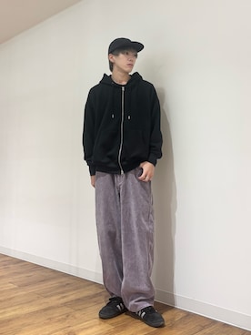 「トレンド秋素材コーデ」｜「アイテム（帽子）」を使った、りゅーとさん（メンズ・172cm）の秋コーディネート