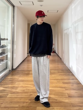 「SENSE OF PLACE by URBAN RESEARCH（センスオブプレイスバイアーバンリサーチ）のドローコードクルーネックスウェット（Sweatshirt、ブルー系）」を使った、りゅーとさん（メンズ・172cm）の秋コーディネート