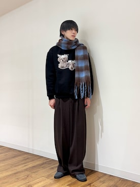 「ブルー」｜「アイテム（スウェット）」を使った、りゅーとさん（メンズ・172cm）の秋コーディネート