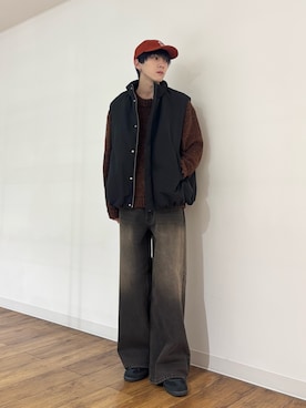 「アイテム（ダウンベスト）」を使った、りゅーとさん（メンズ・172cm）の冬コーディネート