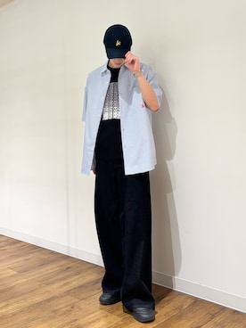 「SENSE OF PLACE by URBAN RESEARCH(センスオブプレイスバイアーバンリサーチ)の『別注』LOVE POP STUDIO×SENSE OF PLACE シャツ(シャツ/ブラウス、ブルー系)」を使った、りゅーとさん(メンズ・172cm)の春コーディネート