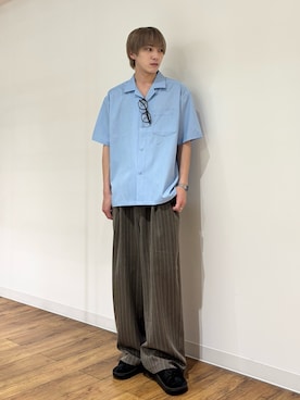 「SENSE OF PLACE by URBAN RESEARCH(センスオブプレイスバイアーバンリサーチ)のシャンブレーオープンカラーシャツ(シャツ/ブラウス、ブルー系)」を使った、りゅーとさん(メンズ・172cm)の春コーディネート
