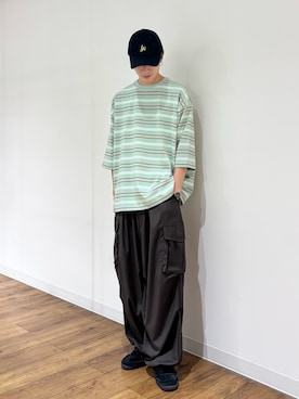 「SENSE OF PLACE by URBAN RESEARCH(センスオブプレイスバイアーバンリサーチ)の『別注』LOVE POP STUDIO×SENSE OF PLACE キャップ(キャップ、ブルー系)」を使った、りゅーとさん(メンズ・172cm)の夏コーディネート