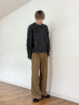 「SENSE OF PLACE by URBAN RESEARCH（センスオブプレイスバイアーバンリサーチ）のウールタッチストライプワイドフレアパンツ（その他パンツ）」を使った、りゅーとさん（メンズ・172cm）の秋コーディネート