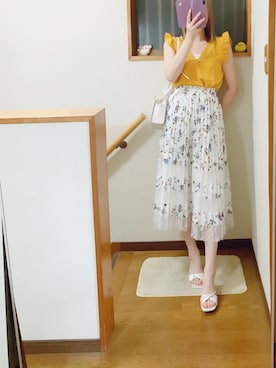 「MERCURYDUO（マーキュリーデュオ）のアイテム（スカート）」を使った、mami太郎さん（レディース・162cm）の夏コーディネート
